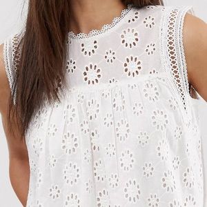 Embroidered eyelet top
